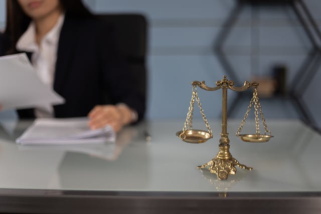 balance scale on person's table