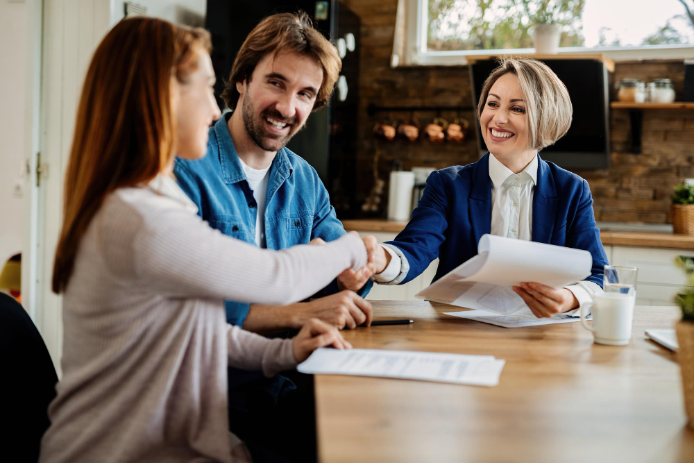 property manager shaking hands with client